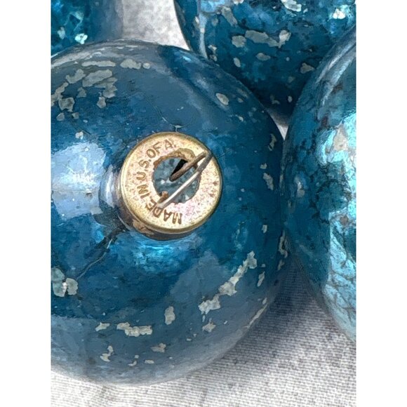 Mercury Glass Blue Crackle Christmas Ornaments Made USA Set of 8 Vtg - Picture 5 of 9